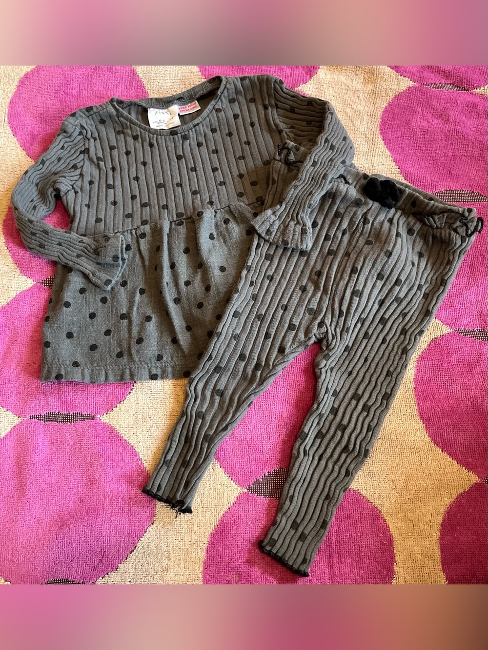 Zara Baby Girl Cotton Muslin Polka Dot Outfit Set